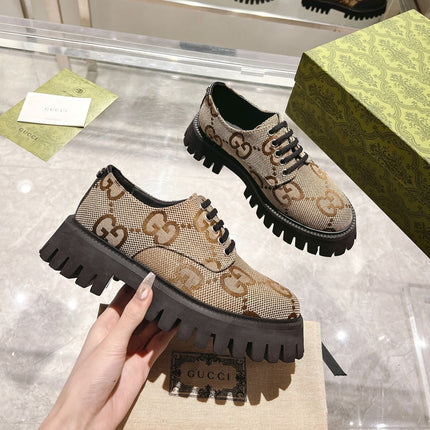 GUCCI 26S LACE-UP SHOES IN BEIGE GG CANVAS STYLE 2