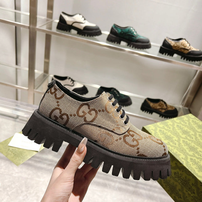 GUCCI 26S LACE-UP SHOES IN BEIGE GG CANVAS STYLE 2