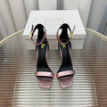 BALMAIN 25S METAL BUCKLE HIGH HEELS 95MM IN IRIDESCENT PURPLE CALFSKIN