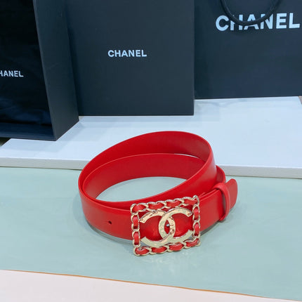 CHANEL 26S BELT 30 MM IN RED CALFSKIN 658419