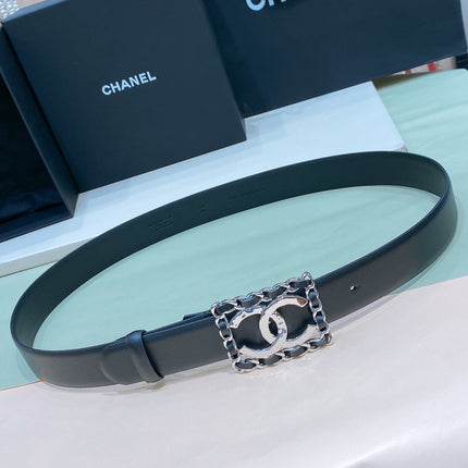 CHANEL 26S BELT 30 MM IN BLACK CALFSKIN 658418