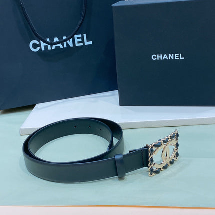 CHANEL 26S BELT 30 MM IN BLACK CALFSKIN 658421