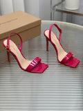 GIANVITO ROSSI 26S RIBBON HEELS 105 MM IN DARK PINK PATENT LAMBSKIN