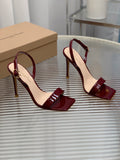 GIANVITO ROSSI 26S RIBBON HEELS 105 MM IN DARK RED PATENT LAMBSKIN