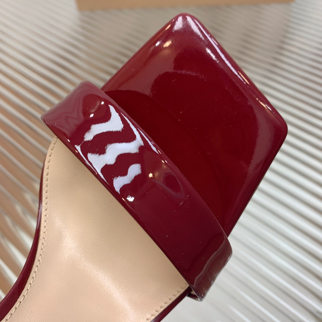 GIANVITO ROSSI 26S RIBBON HEELS 105 MM IN DARK RED PATENT LAMBSKIN