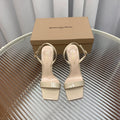 GIANVITO ROSSI 26S RIBBON HEELS 105 MM IN LIGHT BEIGE PATENT LAMBSKIN