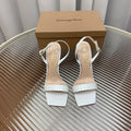 GIANVITO ROSSI 26S RIBBON HEELS 105 MM IN WHITE PATENT LAMBSKIN