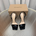 GIANVITO ROSSI 26S RIBBON HEELS 105 MM IN BLACK PATENT LAMBSKIN