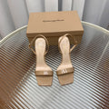 GIANVITO ROSSI 26S RIBBON HEELS 105 MM IN NUDE BEIGE PATENT LAMBSKIN
