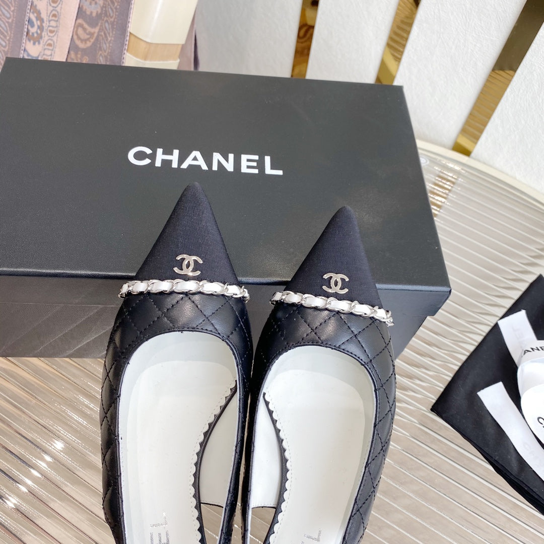 CC SLINGBACK 25S 30 MM IN BLACK LAMBSKIN WITH SILVER HARDWARE