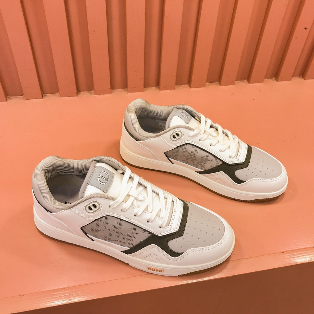 CD B27 LOW-TOP SNEAKER GRAY-WHITE MESH CALFSKIN