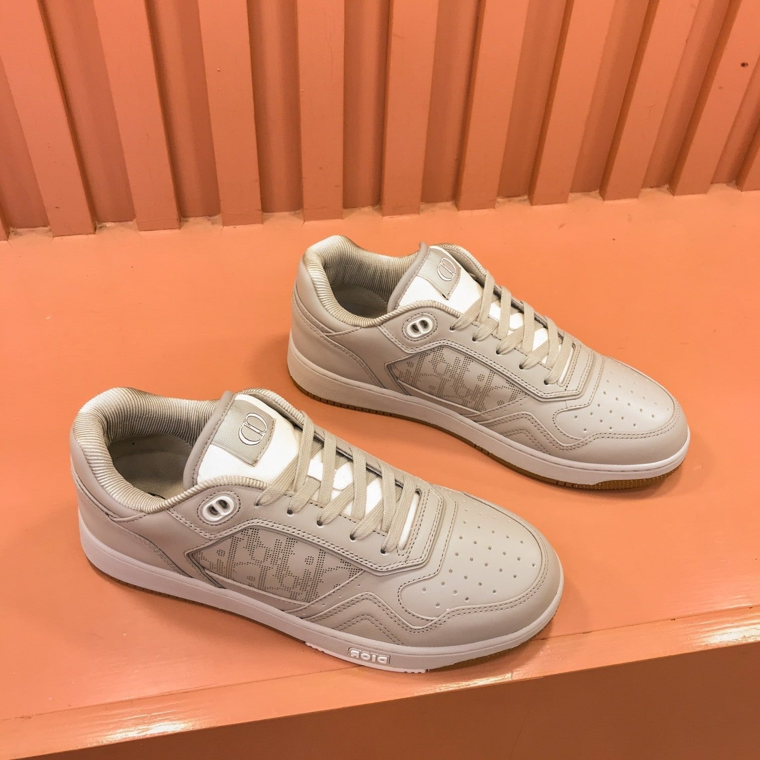 CD B27 LOW-TOP SNEAKER CREAM GREY MESH CALFSKIN