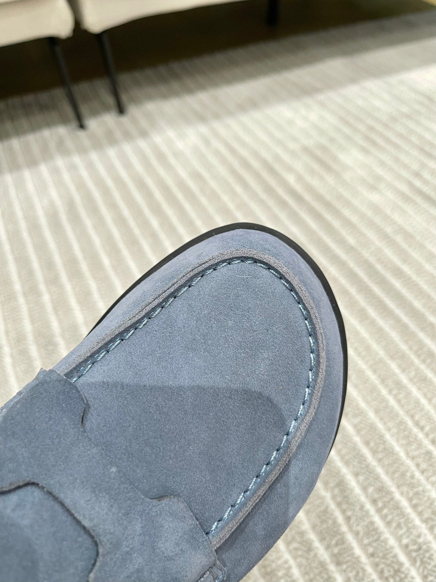 HM MULES IN STONE BLUE SUEDE
