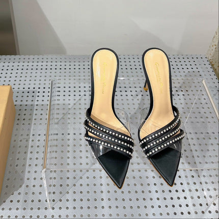 GIANVITO ROSSI 26S HIGH-HEEL SANDALS 100 MM IN BLACK LAMBSKIN