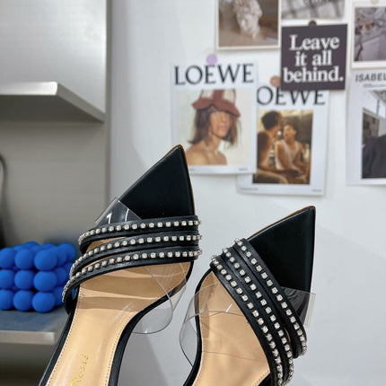 GIANVITO ROSSI 26S HIGH-HEEL SANDALS 100 MM IN BLACK LAMBSKIN