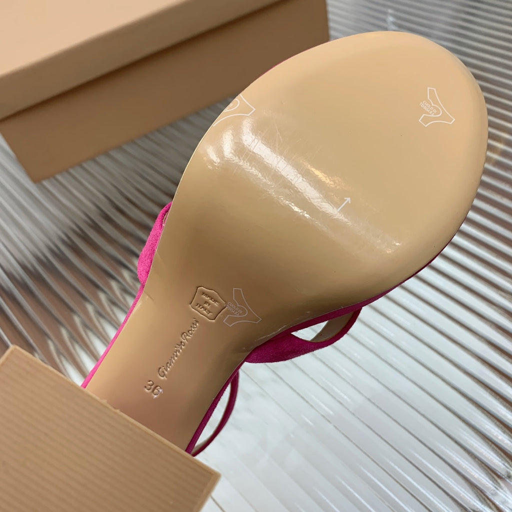 GIANVITO ROSSI 26S PLATFORM SANDALS 115 MM IN DARK PINK SUEDE