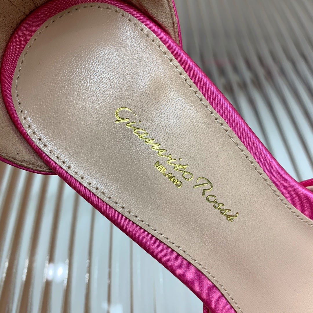GIANVITO ROSSI 26S PLATFORM SANDALS 115 MM IN PINK SATIN