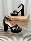 GIANVITO ROSSI 26S PLATFORM SANDALS 115 MM IN BLACK SATIN