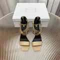 BALMAIN 25S CROSSOVER STRAP HIGH HEELS 95MM IN LIGHT BROWN CALFSKIN
