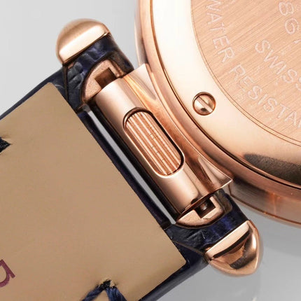 PASHA DE CARTIER WATCH ROSE GOLD CASE AND BLACK LEATHER STRAP