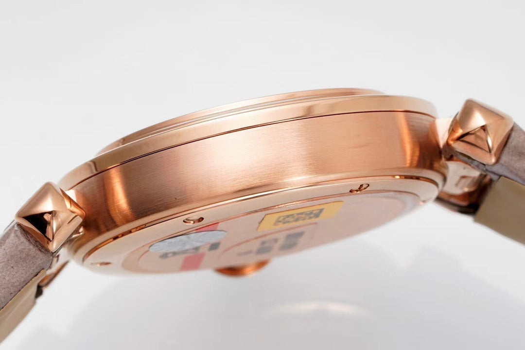 PASHA DE CARTIER WATCH ROSE GOLD CASE AND ROSE BROWN LEATHER STRAP