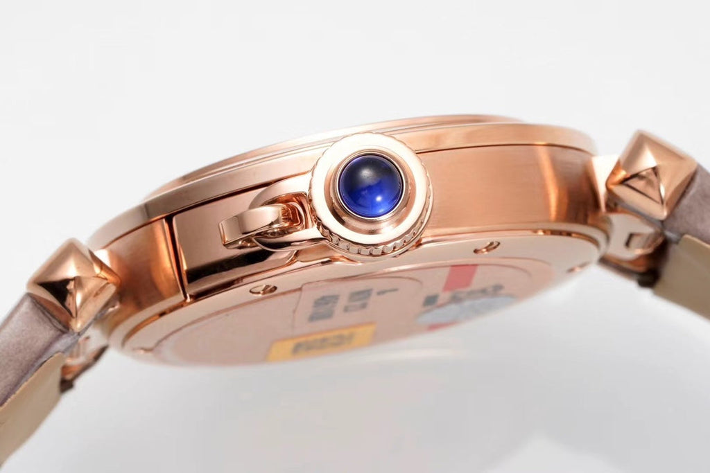 PASHA DE CARTIER WATCH ROSE GOLD CASE AND ROSE BROWN LEATHER STRAP