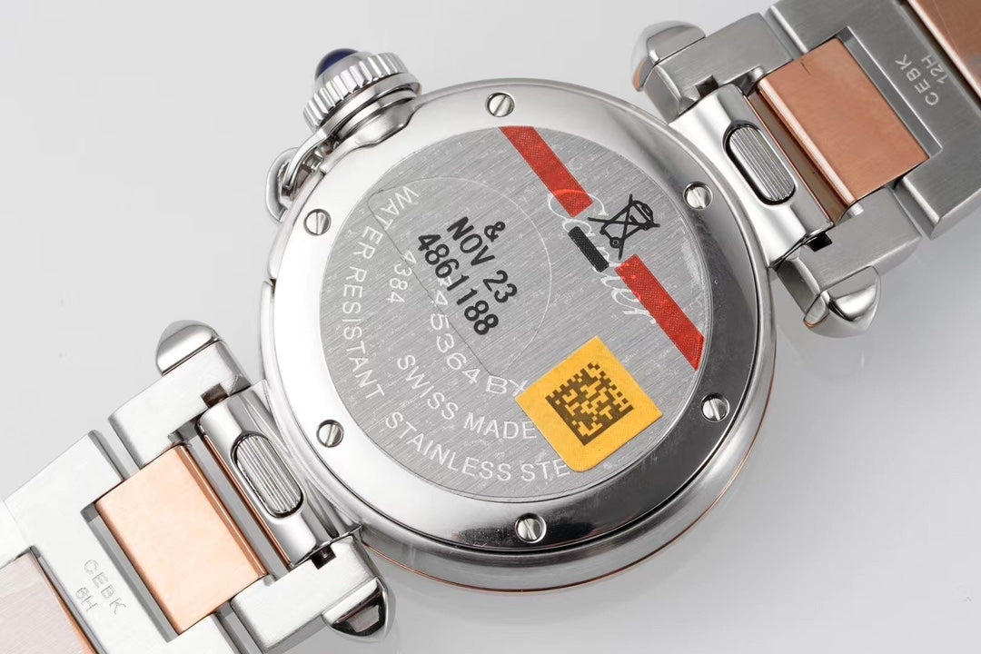 PASHA DE CARTIER WATCH ROSE GOLD AND SILVER CASE 30 MM