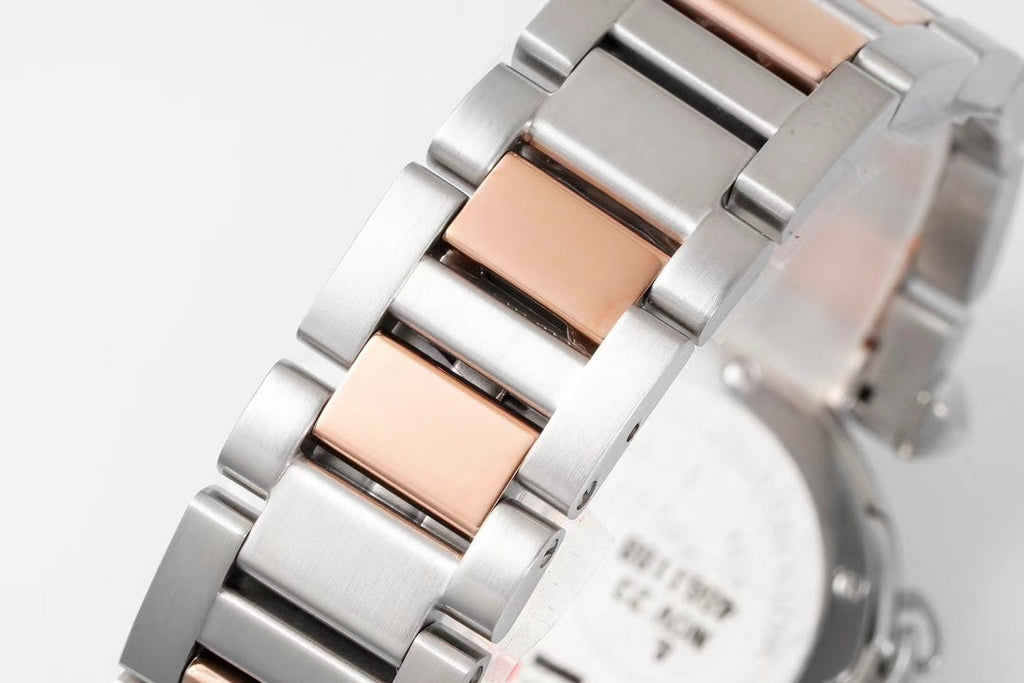 PASHA DE CARTIER WATCH ROSE GOLD AND SILVER CASE 30 MM