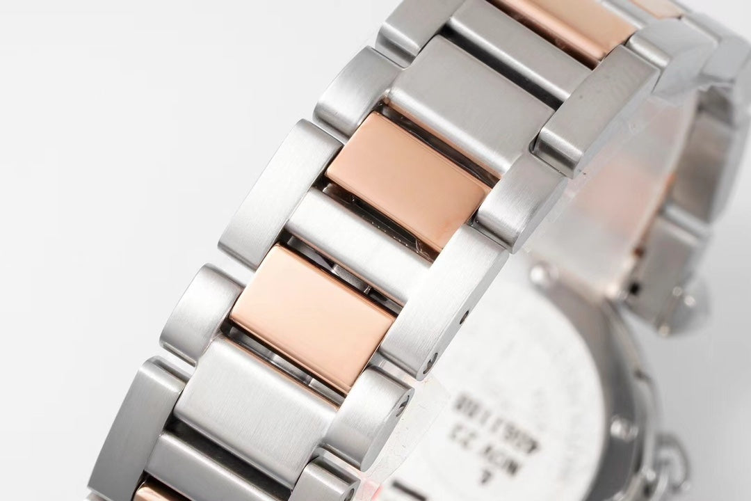 PASHA DE CARTIER WATCH ROSE GOLD AND SILVER CASE 30 MM