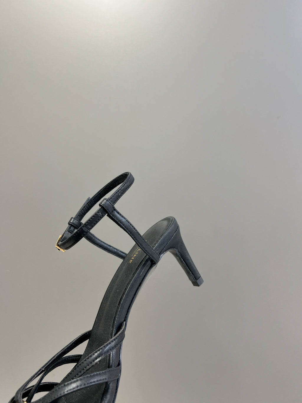 CELINE 26S KNOT STRAPPY SANDALS 60MM IN BLACK CALFSKIN