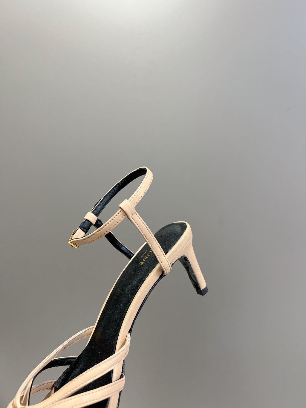 CELINE 26S KNOT STRAPPY SANDALS 60MM IN NUDE BEIGE CALFSKIN