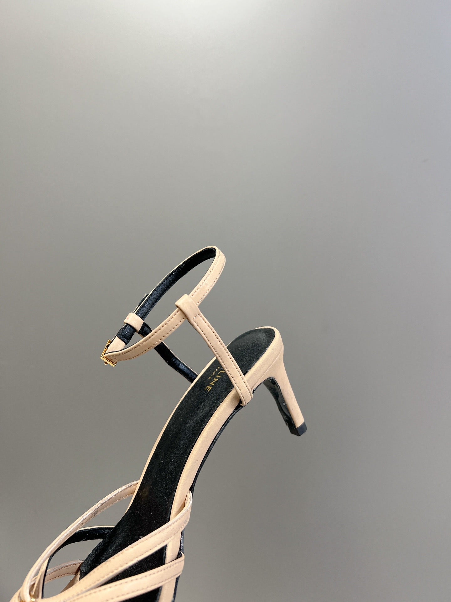 CELINE 26S KNOT STRAPPY SANDALS 60MM IN NUDE BEIGE CALFSKIN