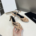 CELINE 26S KNOT STRAPPY SANDALS 60MM IN NUDE BEIGE CALFSKIN