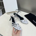 CELINE 26S KNOT STRAPPY SANDALS 60MM IN WHITE CALFSKIN
