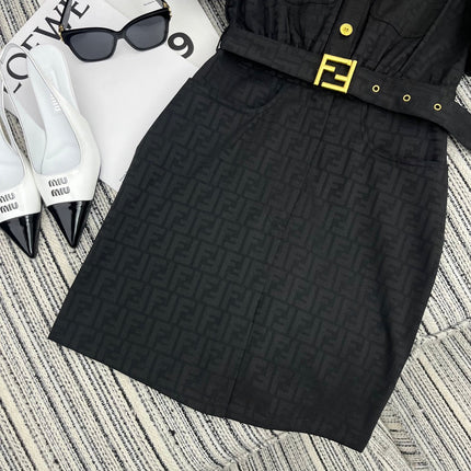 FENDI 26S PUFF-SLEEVE COLLARED DRESS 338