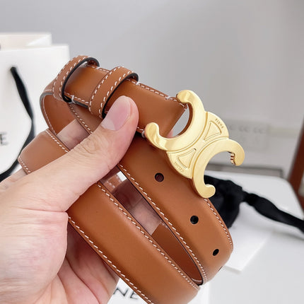 CELINE 26S BELT 25 MM IN BROWN CALFSKIN 672022