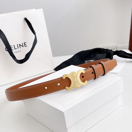 CELINE 26S BELT 25 MM IN BROWN CALFSKIN 672022