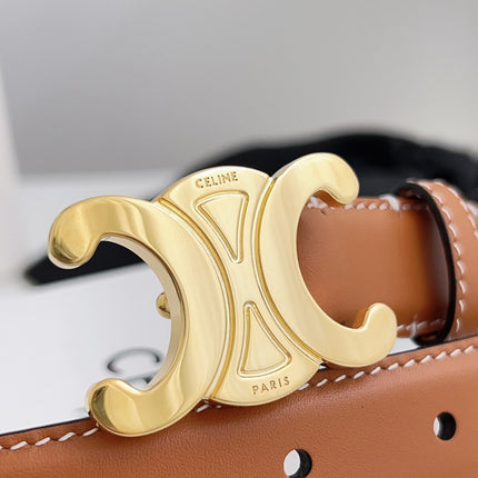 CELINE 26S BELT 25 MM IN BROWN CALFSKIN 672022