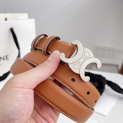 CELINE 26S BELT 25 MM IN BROWN CALFSKIN 672023