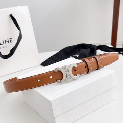 CELINE 26S BELT 25 MM IN BROWN CALFSKIN 672023