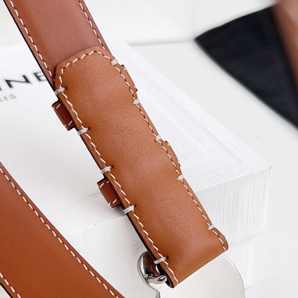 CELINE 26S BELT 25 MM IN BROWN CALFSKIN 672023