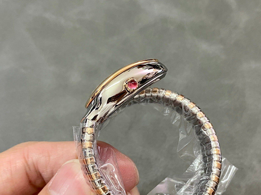 SERPENTI TUBOGAS QUARTZ ROSE GOLD AND STEEL CASE BLACK DIAL