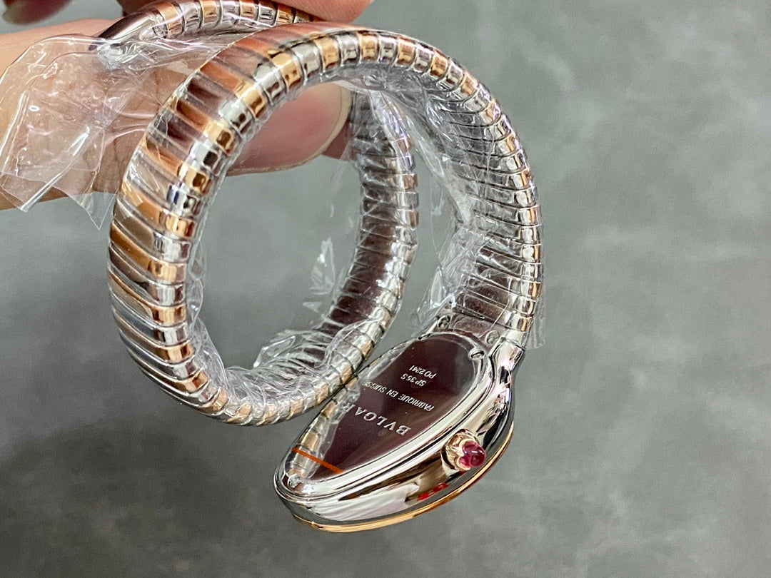 SERPENTI TUBOGAS QUARTZ ROSE GOLD AND STEEL CASE BLACK DIAL