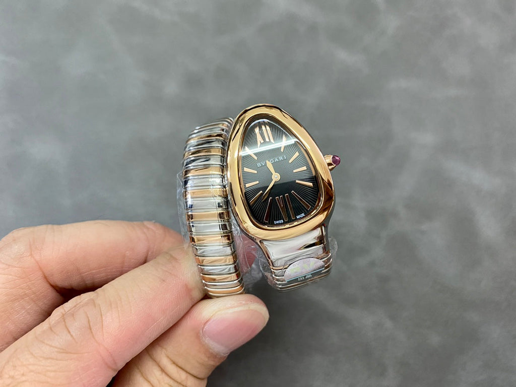 SERPENTI TUBOGAS QUARTZ ROSE GOLD AND STEEL CASE BLACK DIAL