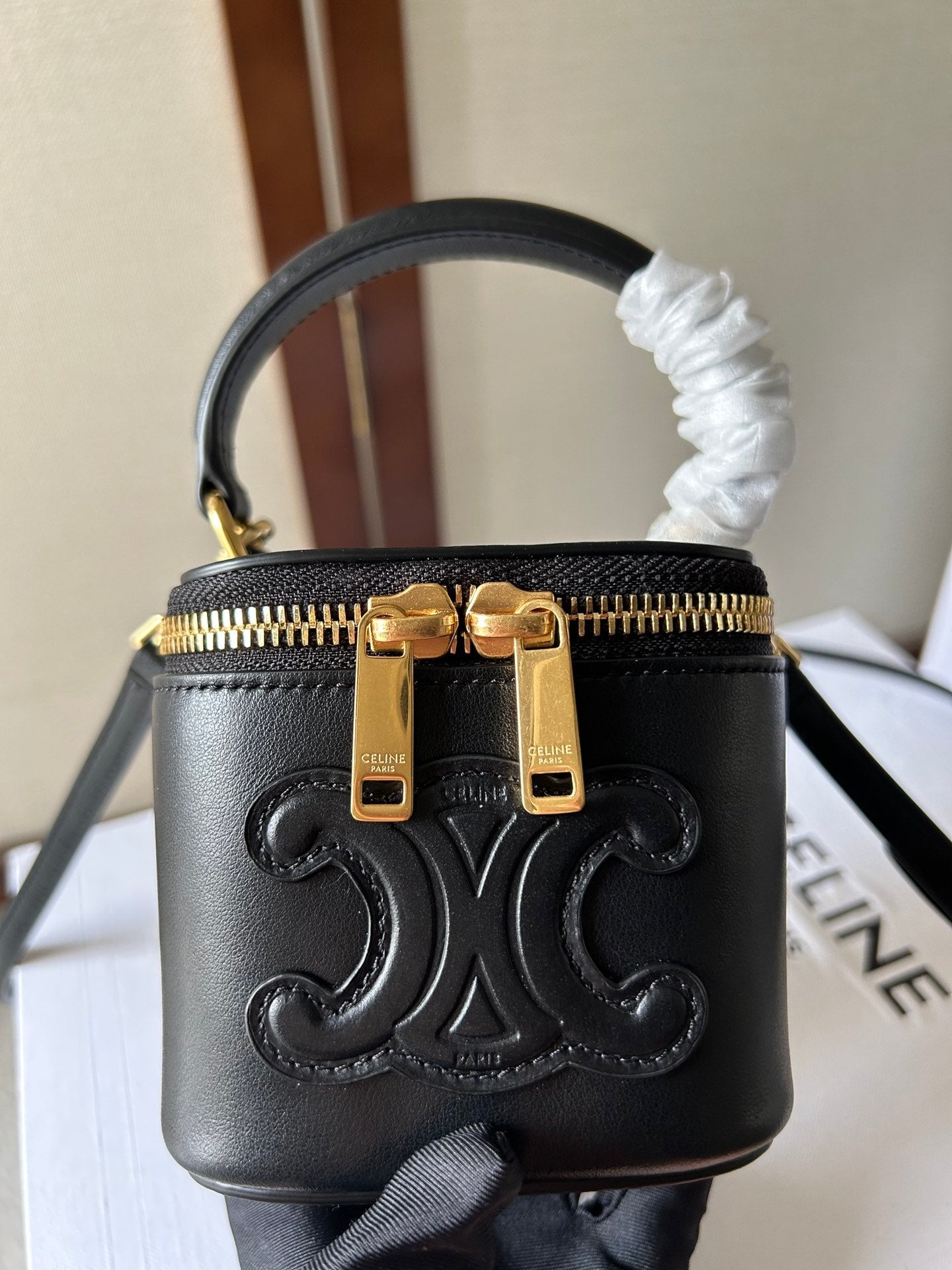 CELINE 26S MINI VANITY CASE 9 IN BLACK CALFSKIN