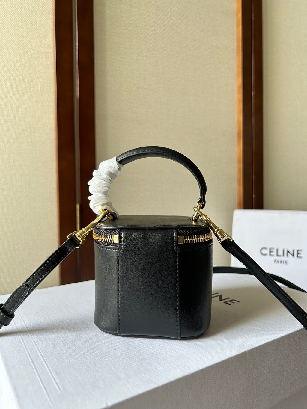 CELINE 26S MINI VANITY CASE 9 IN BLACK CALFSKIN