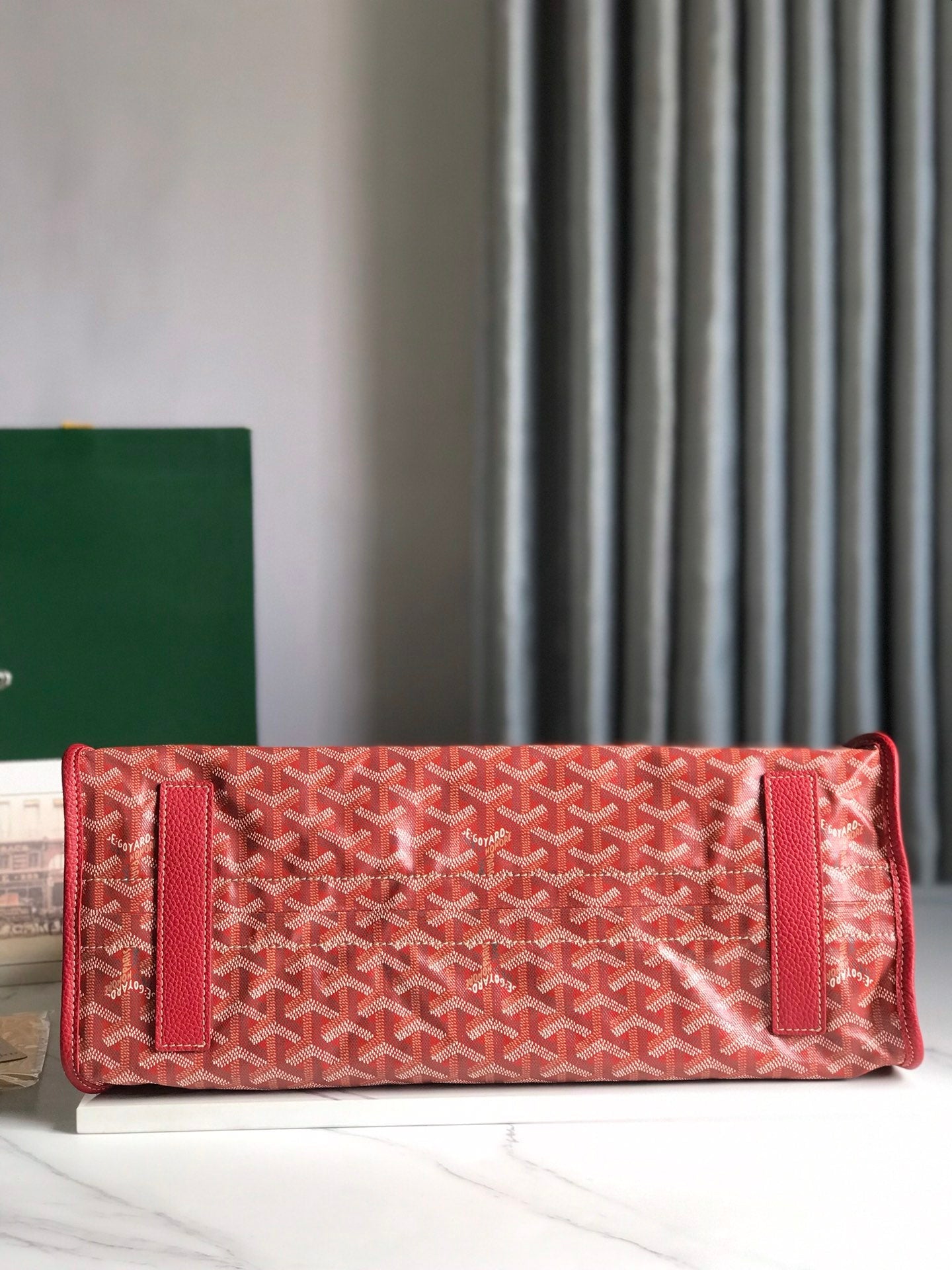 HARDY PM BAG 40 IN RED GOYARDINE CANVAS AND TAURILLON LEATHER TRIM