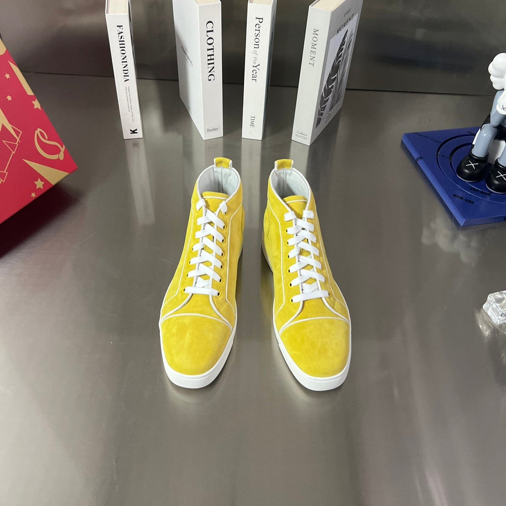 VARSILOUIS HIGH-TOP FLAT SNEAKERS IN YELLOW SUEDE