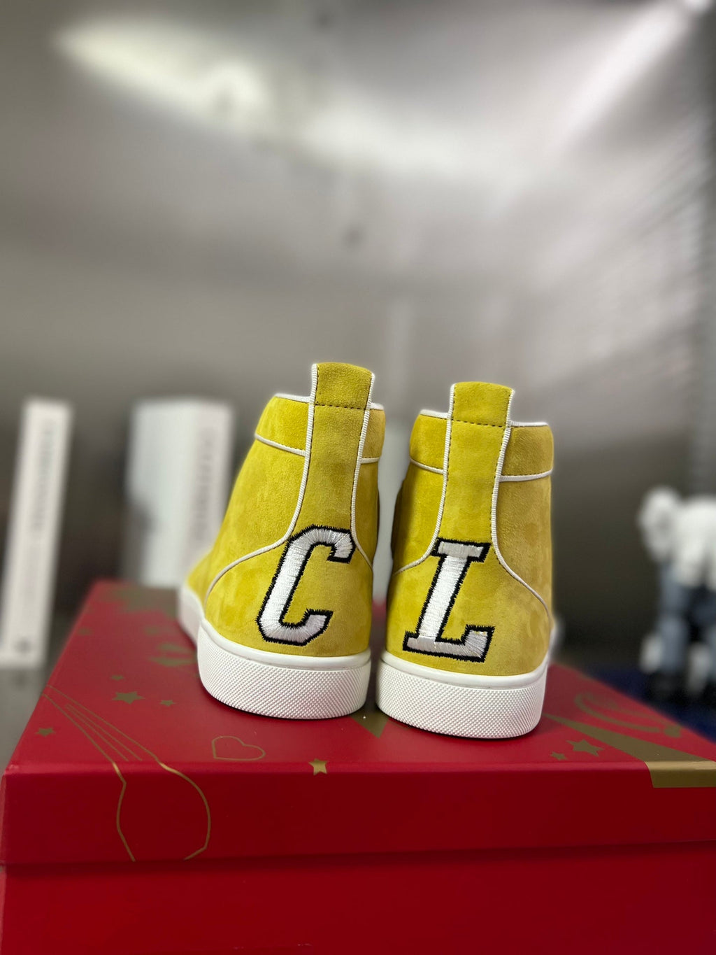 VARSILOUIS HIGH-TOP FLAT SNEAKERS IN YELLOW SUEDE