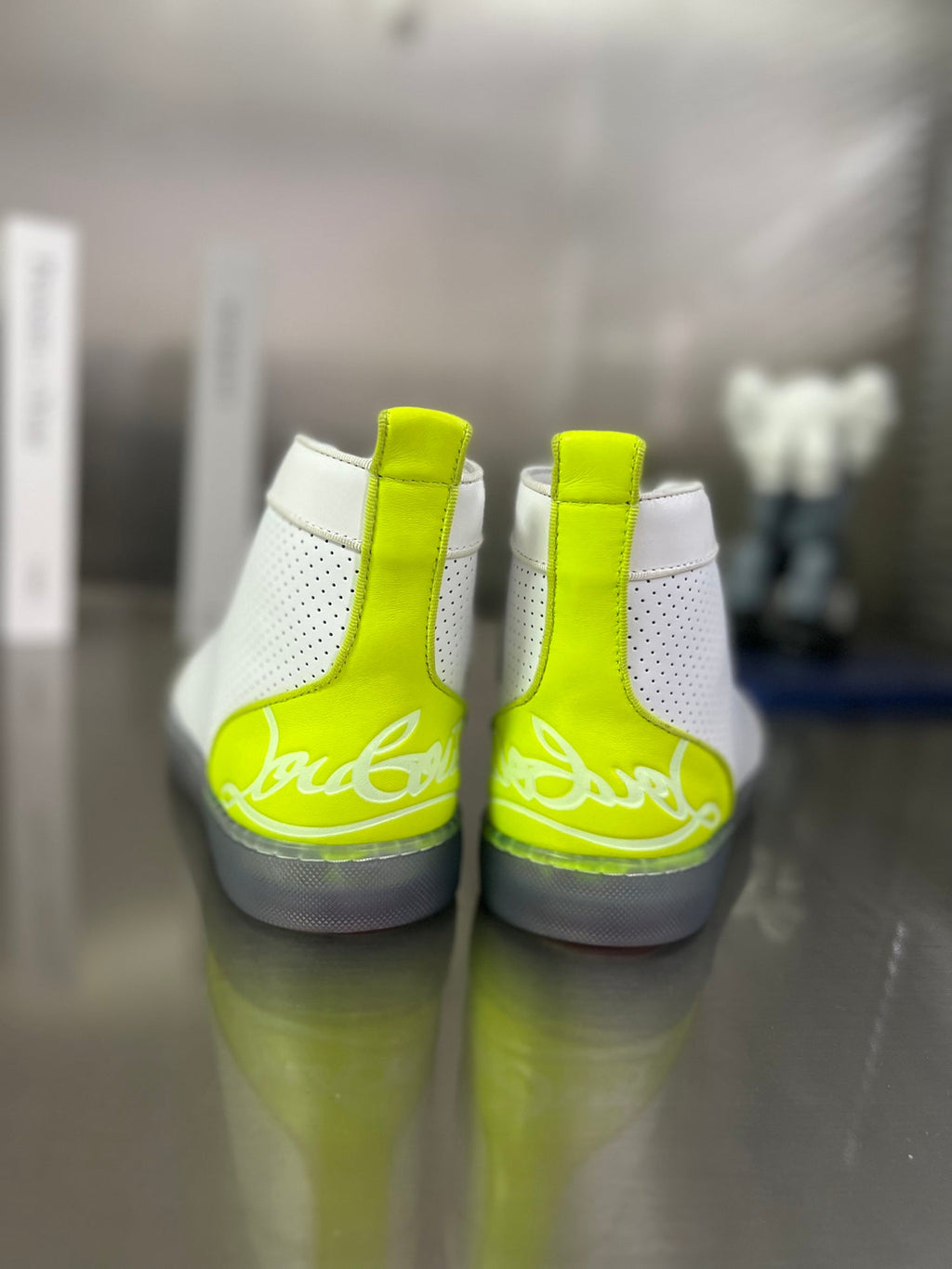 FUN LOUIS HIGH-TOP FLAT SNEAKERS IN WHITE MIX YELLOW CALFSKIN
